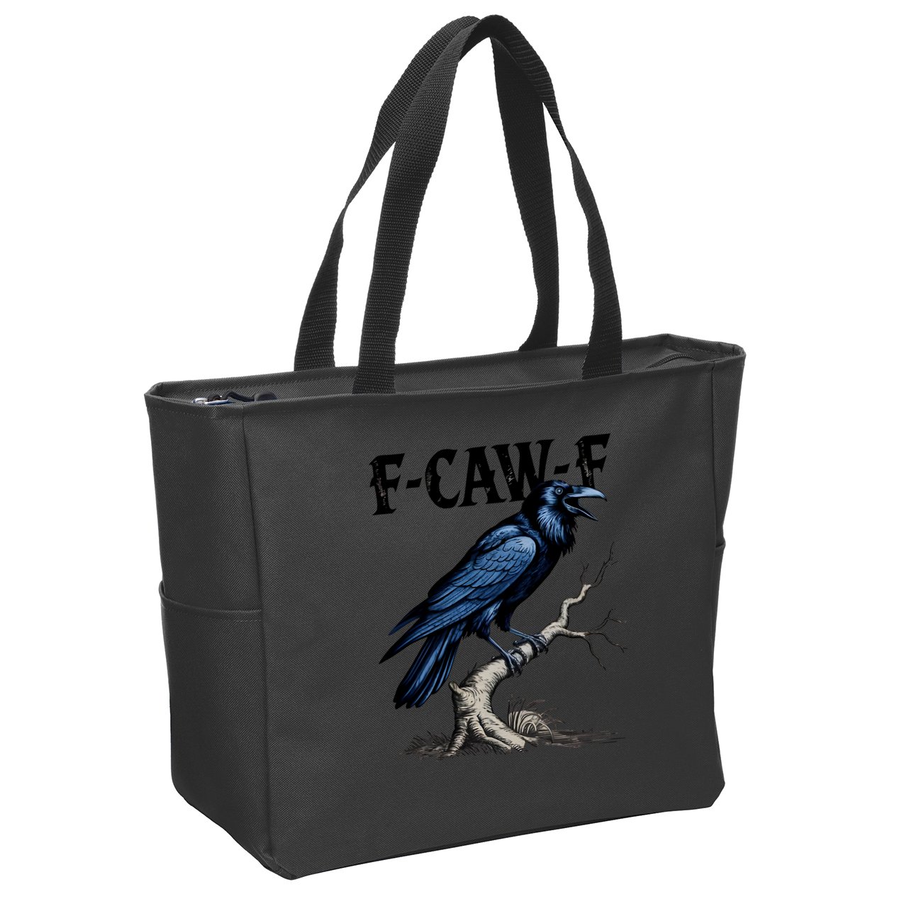 Black Crow, F-Caw-F Funny Black Bird Zip Tote Bag