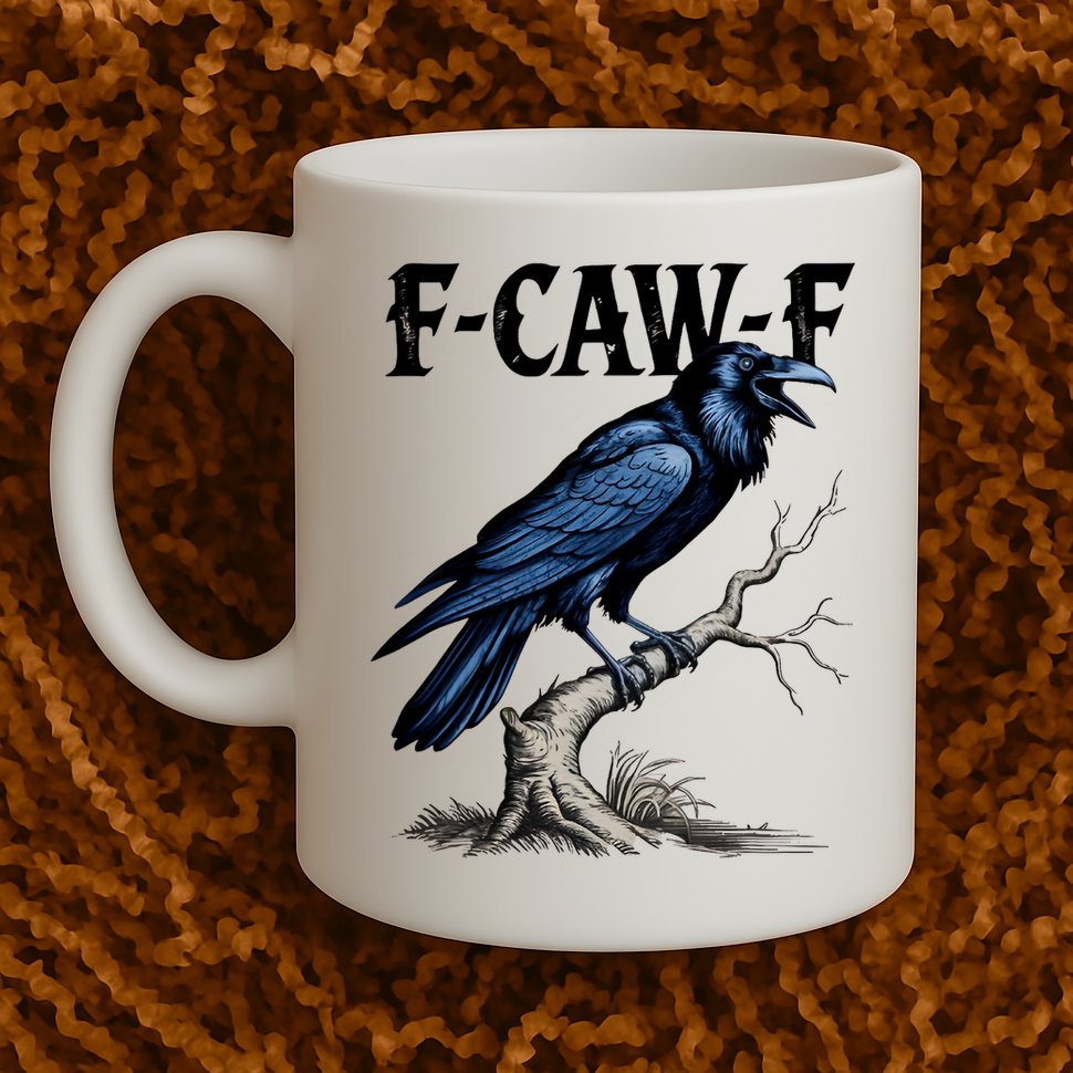 Black Crow, F-Caw-F Funny Black Bird Mug