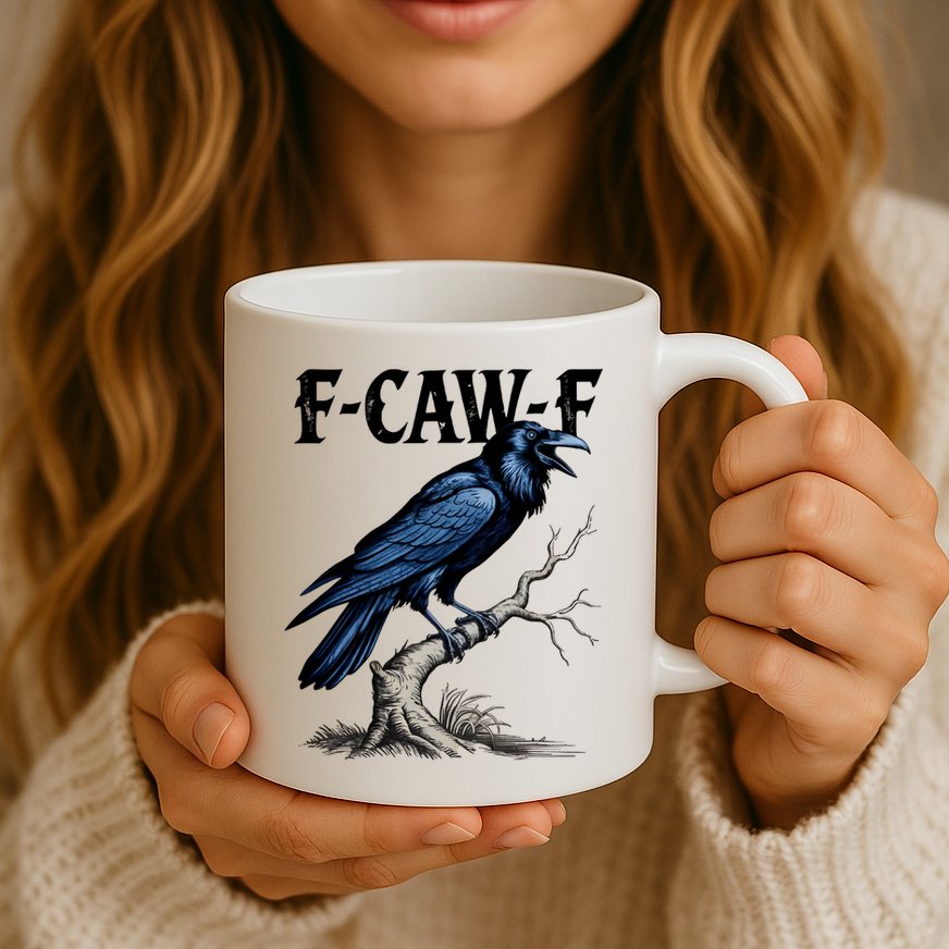Black Crow, F-Caw-F Funny Black Bird Mug