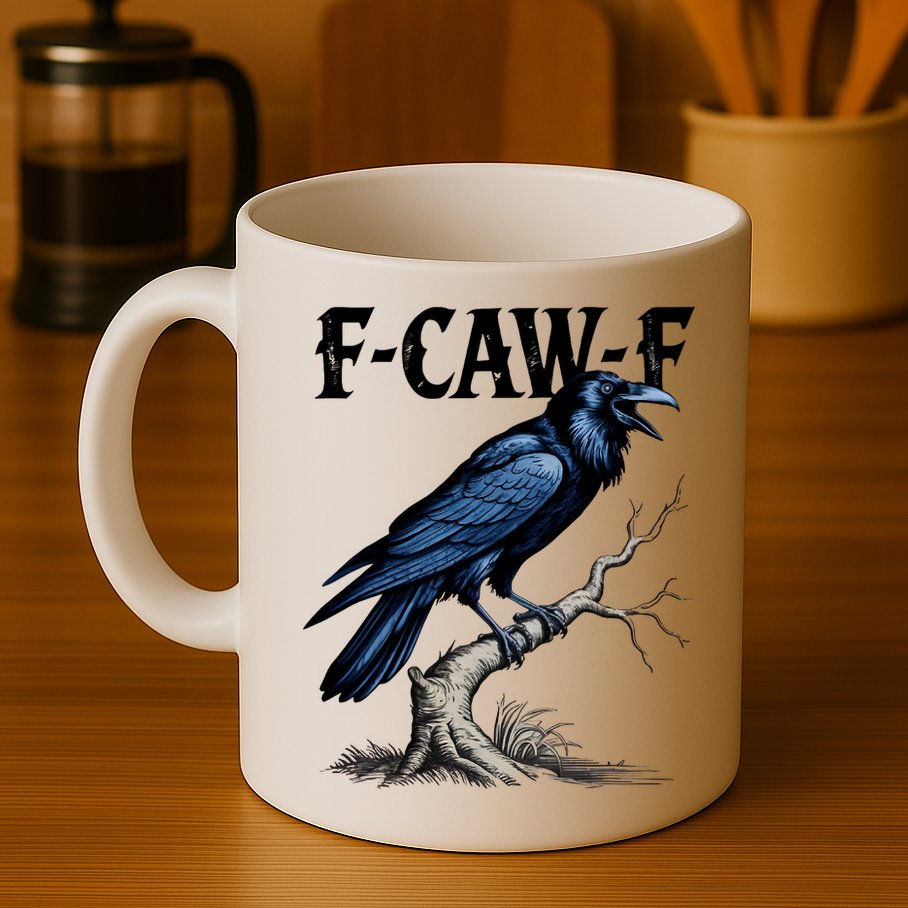 Black Crow, F-Caw-F Funny Black Bird Mug