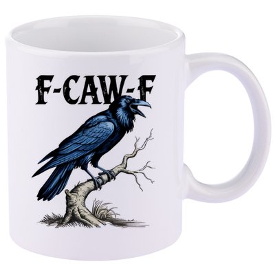 Black Crow, F-Caw-F Funny Black Bird 11oz C Handle Ceramic Mug
