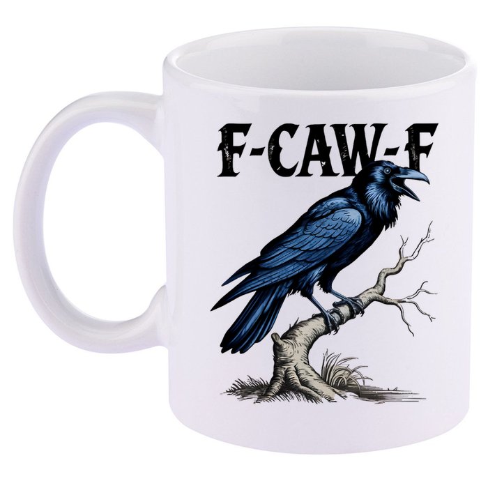 Black Crow, F-Caw-F Funny Black Bird 11oz C Handle Ceramic Mug