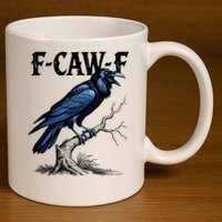 Black Crow, F-Caw-F Funny Black Bird 11oz C Handle Ceramic Mug
