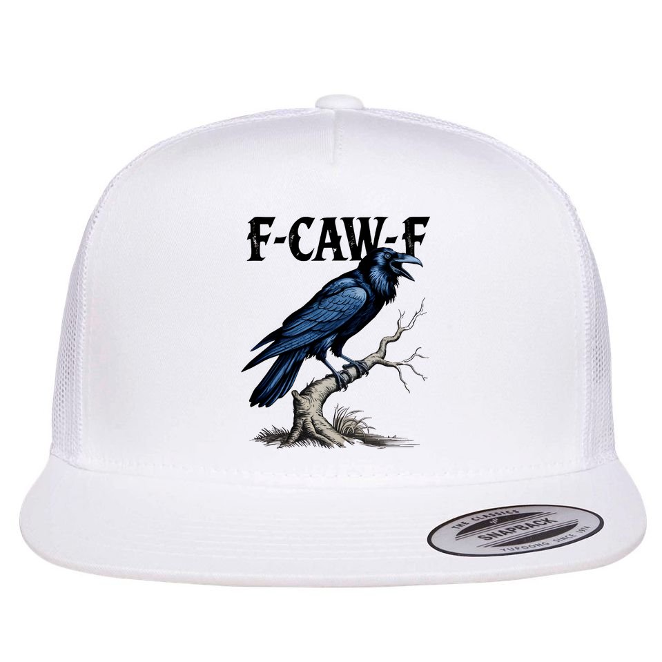 Black Crow, F-Caw-F Funny Black Bird Flat Bill Trucker Hat