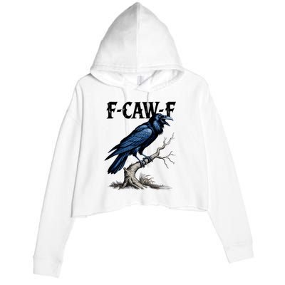 Black Crow, F-Caw-F Funny Black Bird Crop Fleece Hoodie