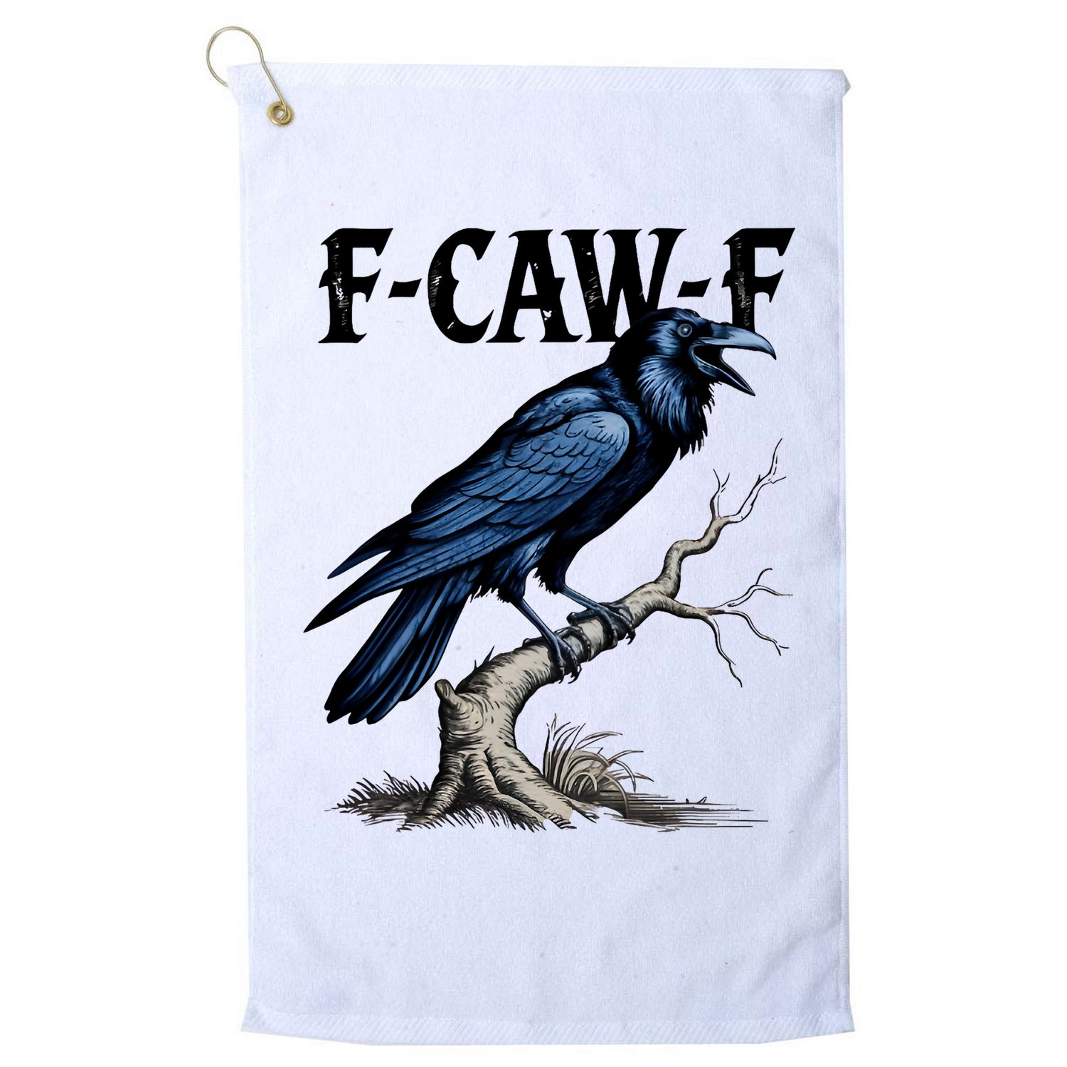 Black Crow, F-Caw-F Funny Black Bird Golf Towel
