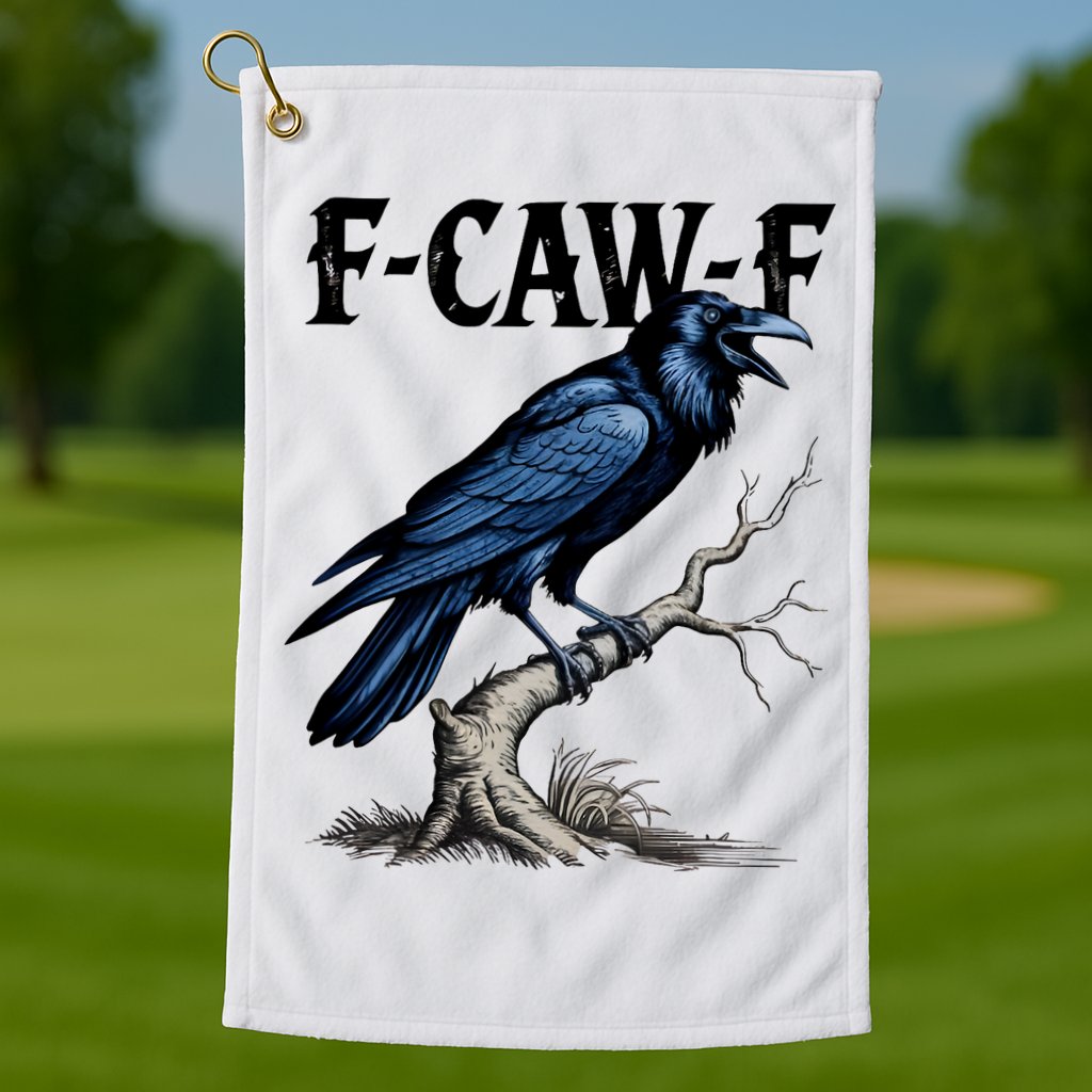 Black Crow, F-Caw-F Funny Black Bird Golf Towel