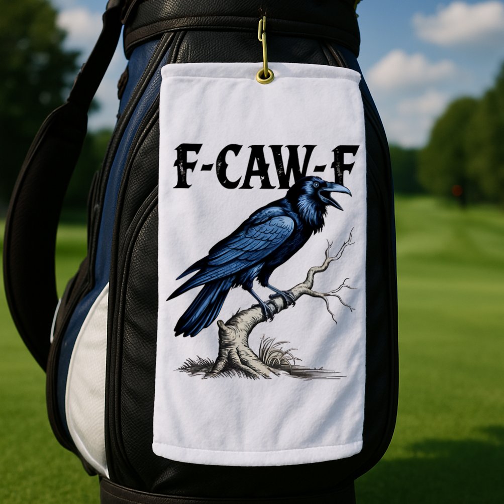Black Crow, F-Caw-F Funny Black Bird Golf Towel