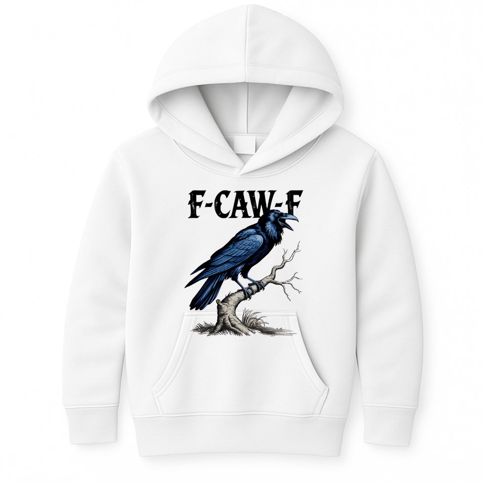 Black Crow, F-Caw-F Funny Black Bird Kids Hoodie