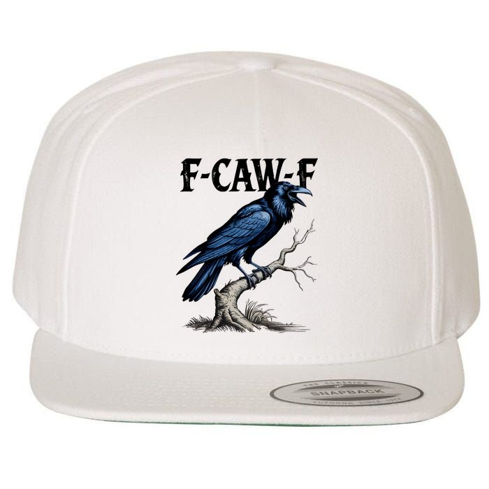 Black Crow, F-Caw-F Funny Black Bird Wool Snapback Cap