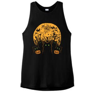 Black Cats Full Moon Halloween Animal Pet Women Ladies PosiCharge Tri-Blend Wicking Tank