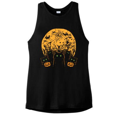 Black Cats Full Moon Halloween Animal Pet Women Ladies PosiCharge Tri-Blend Wicking Tank