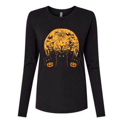 Black Cats Full Moon Halloween Animal Pet Women Womens Cotton Relaxed Long Sleeve T-Shirt