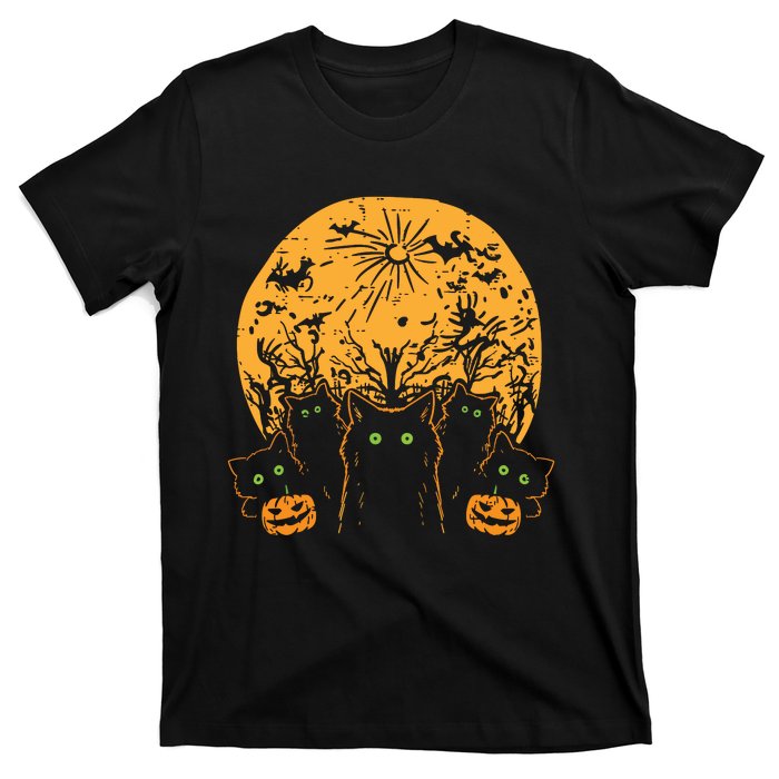 Black Cats Full Moon Halloween Animal Pet Women T-Shirt