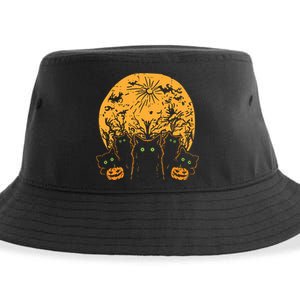 Black Cats Full Moon Halloween Animal Pet Women Sustainable Bucket Hat