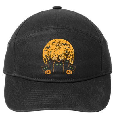 Black Cats Full Moon Halloween Animal Pet Women 7-Panel Snapback Hat