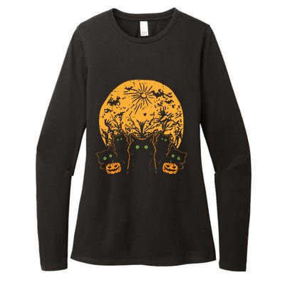 Black Cats Full Moon Halloween Animal Pet Women Womens CVC Long Sleeve Shirt