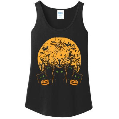 Black Cats Full Moon Halloween Animal Pet Women Ladies Essential Tank