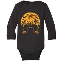 Black Cats Full Moon Halloween Animal Pet Women Baby Long Sleeve Bodysuit