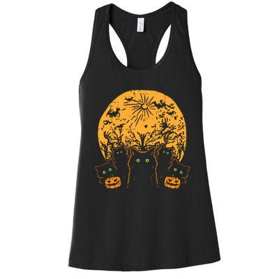 Black Cats Full Moon Halloween Animal Pet Women Women's Racerback Tank