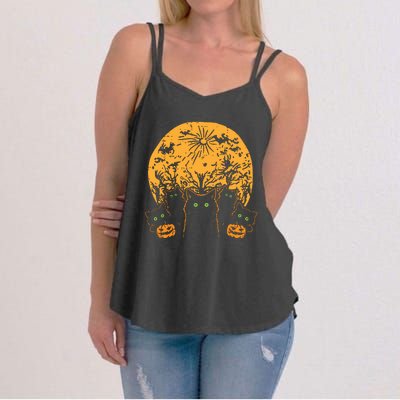 Black Cats Full Moon Halloween Animal Pet Women Women's Strappy Tank