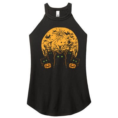 Black Cats Full Moon Halloween Animal Pet Women Women’s Perfect Tri Rocker Tank