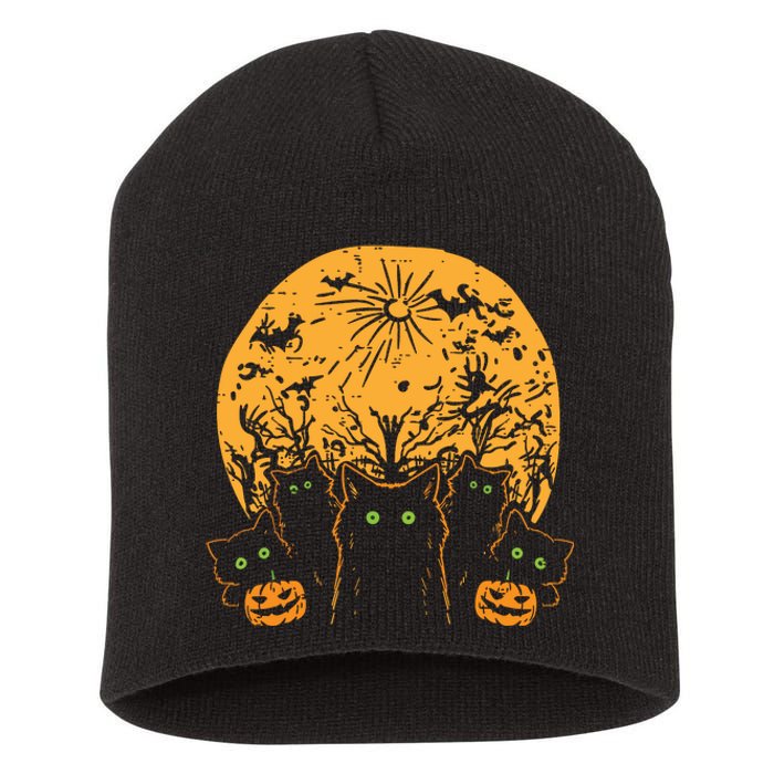 Black Cats Full Moon Halloween Animal Pet Women Short Acrylic Beanie