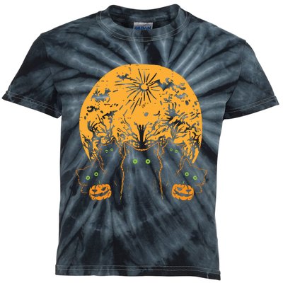 Black Cats Full Moon Halloween Animal Pet Women Kids Tie-Dye T-Shirt