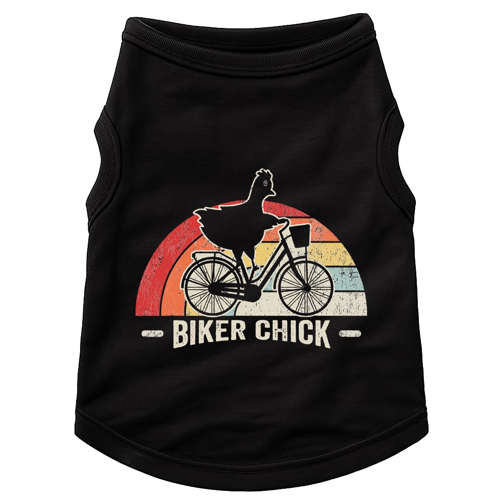 Biker Chick Funny Chicken Bicycle Art Doggie Tank