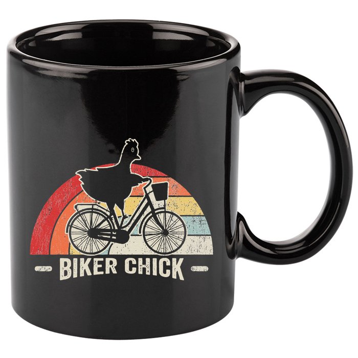 Biker Chick Funny Chicken Bicycle Art 11oz C Handle Ceramic Mug