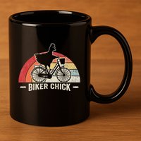 Biker Chick Funny Chicken Bicycle Art 11oz C Handle Ceramic Mug