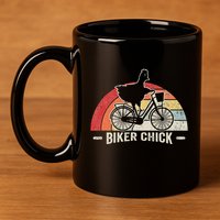 Biker Chick Funny Chicken Bicycle Art 11oz C Handle Ceramic Mug