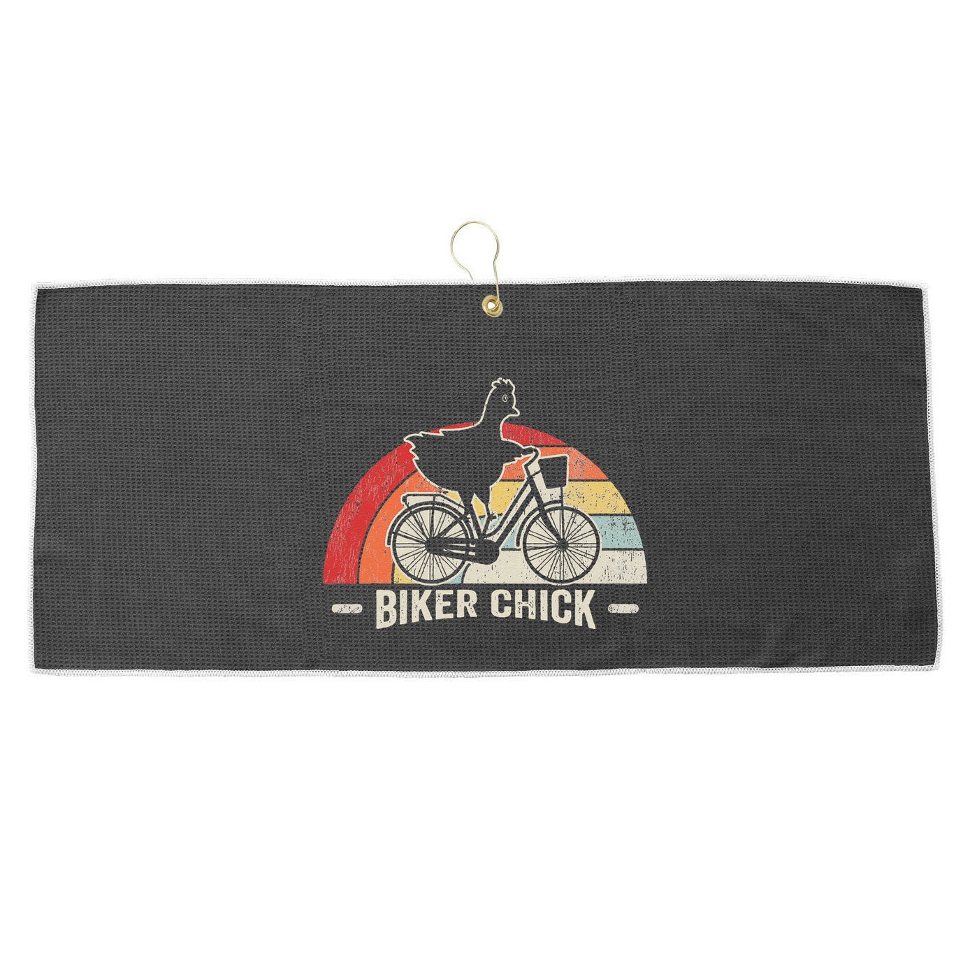 Biker Chick Funny Chicken Bicycle Art Large Microfiber Waffle Golf Towel