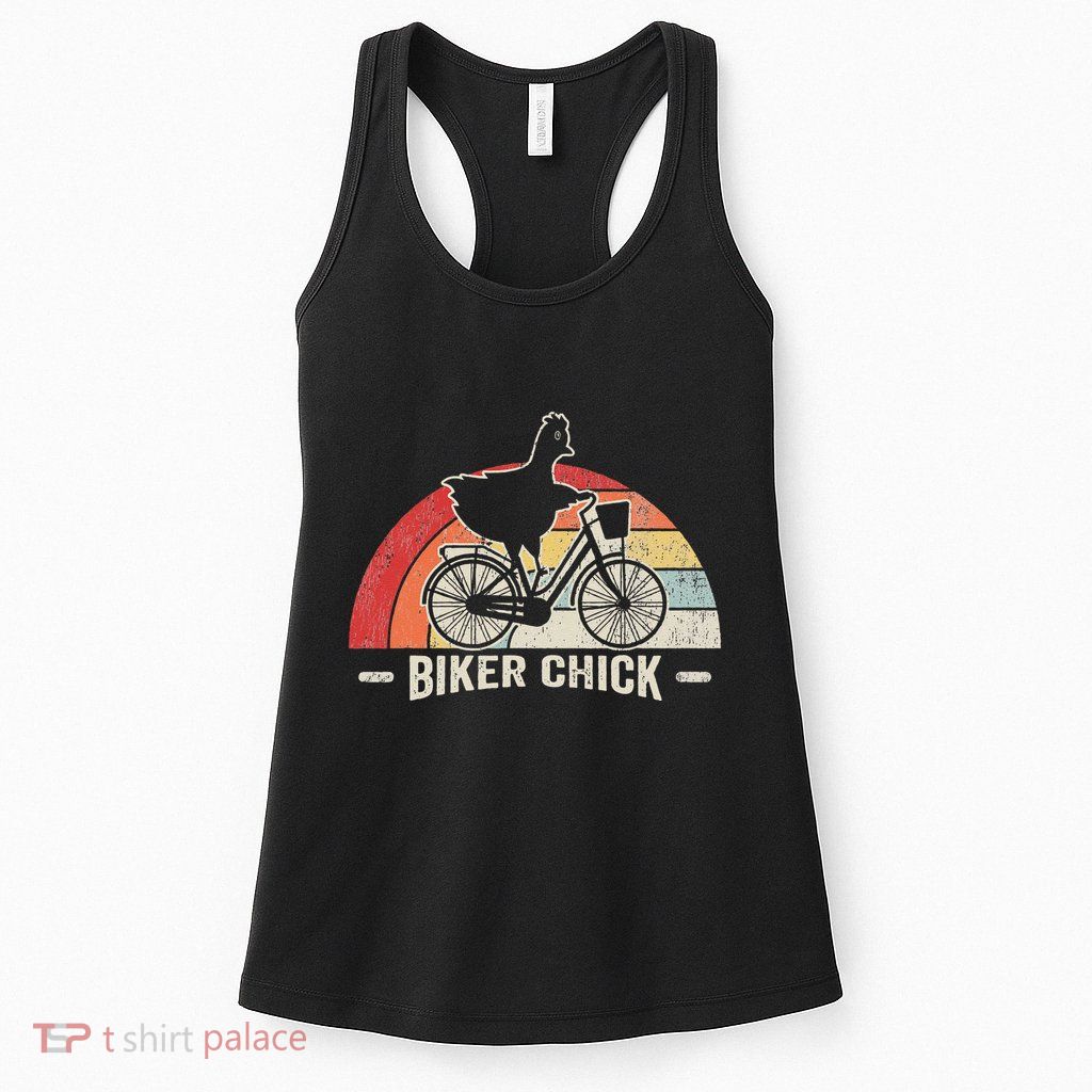 Biker Chick Funny Chicken Bicycle Art Womens Tank Top
