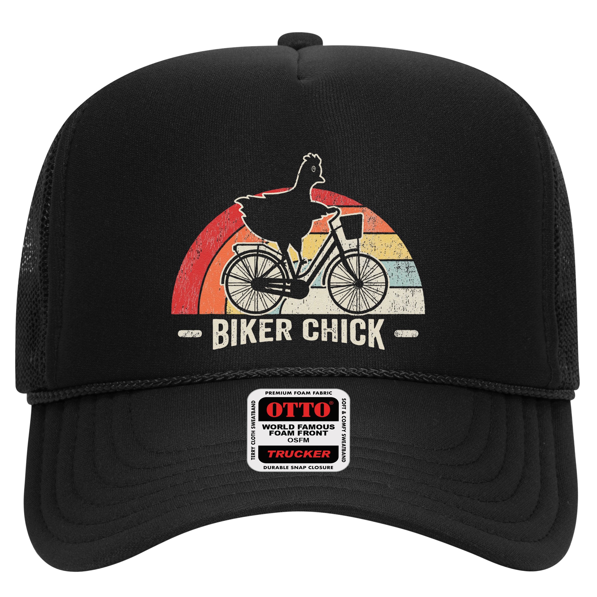 Biker Chick Funny Chicken Bicycle Art Hat