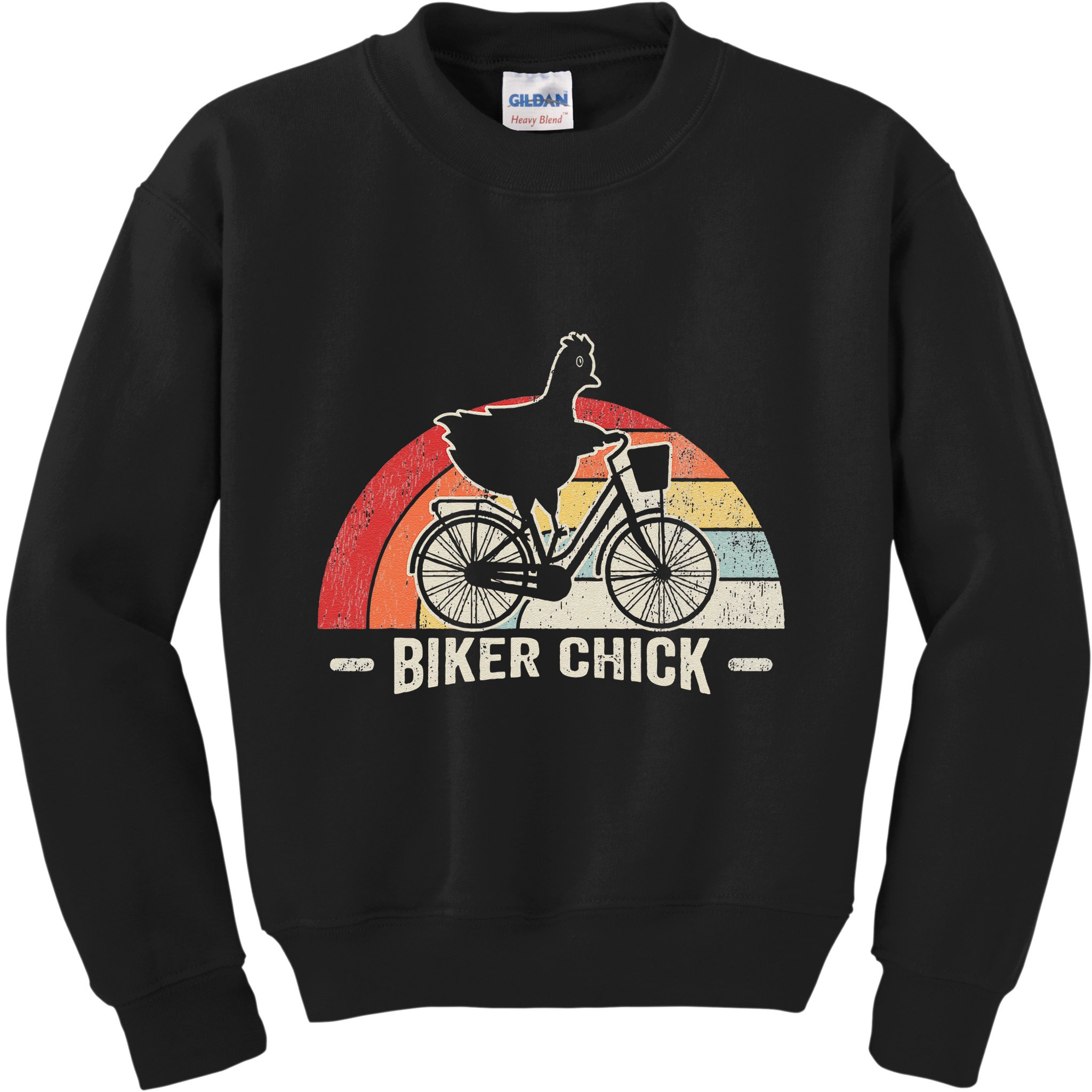 Biker Chick Funny Chicken Bicycle Art Kids Sweatshirt