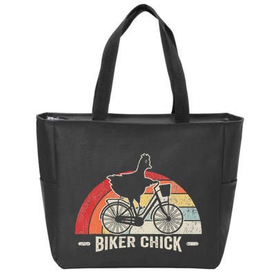Biker Chick Funny Chicken Bicycle Art Zip Tote Bag