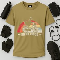 Biker Chick Funny Chicken Bicycle Art Cooling Performance Crew T-Shirt