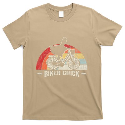 Biker Chick Funny Chicken Bicycle Art T-Shirt
