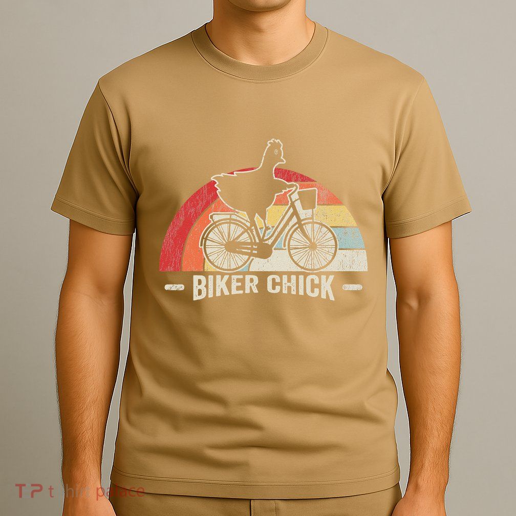 Biker Chick Funny Chicken Bicycle Art T-Shirt