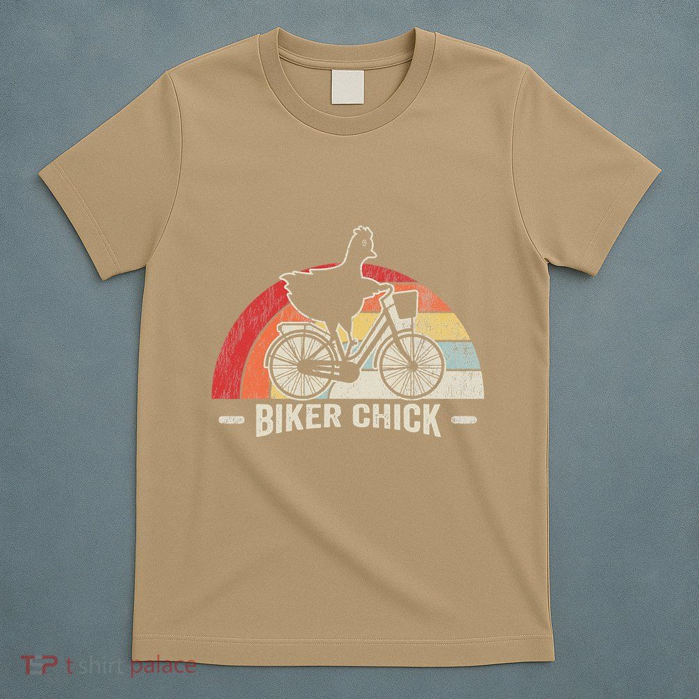 Biker Chick Funny Chicken Bicycle Art T-Shirt