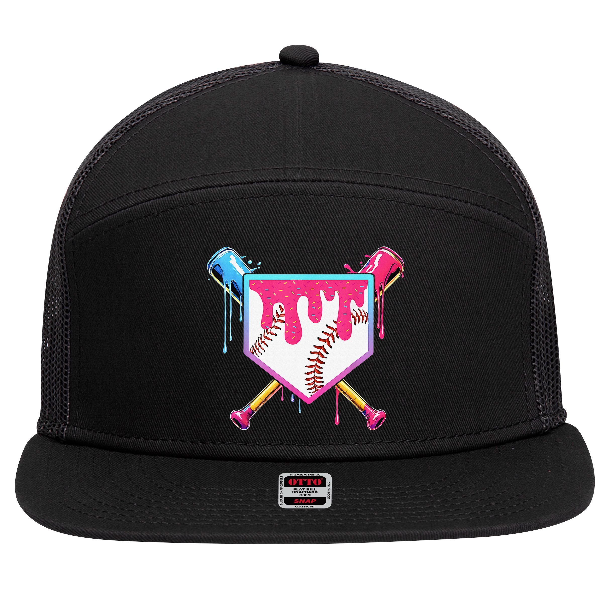 Baseball Cute For Ice Cream Cute Baseball Gift 7 Panel Mesh Trucker Snapback Hat