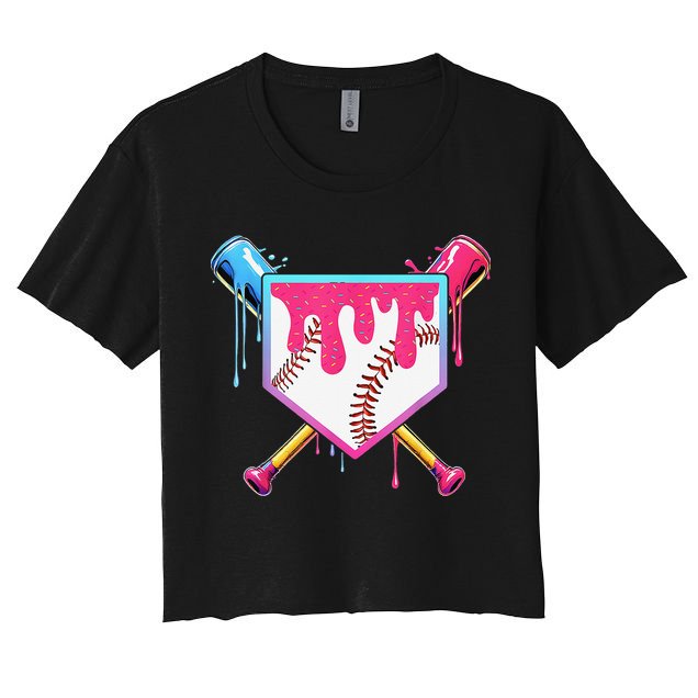 Baseball Cute For Ice Cream Cute Baseball Gift Crop Top