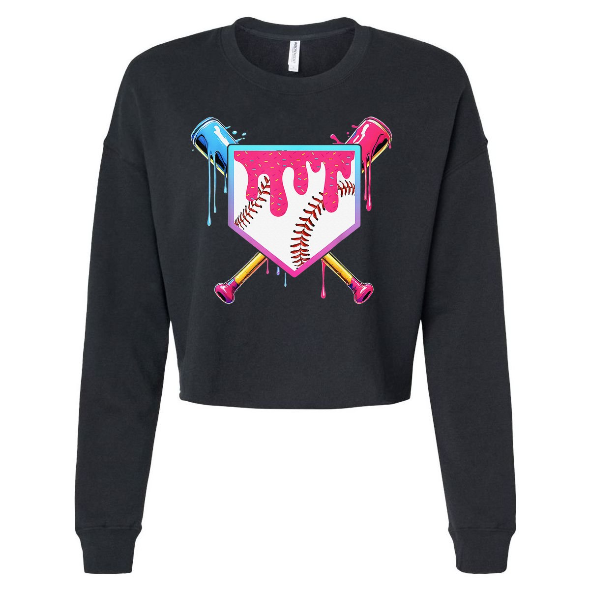 Baseball Cute For Ice Cream Cute Baseball Gift Cropped Pullover Crew