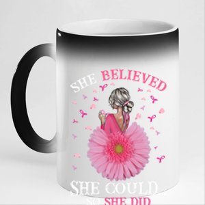 Breast Cancer Fun She Believed She Could So That She Did Meaningful Gift 11oz Black Color Changing Mug