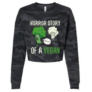 Broccoli Cauliflower Ghost Horror Story Of A Vegan Halloween Cool Gift Cropped Pullover Crew