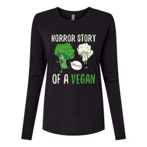 Broccoli Cauliflower Ghost Horror Story Of A Vegan Halloween Cool Gift Womens Cotton Relaxed Long Sleeve T-Shirt