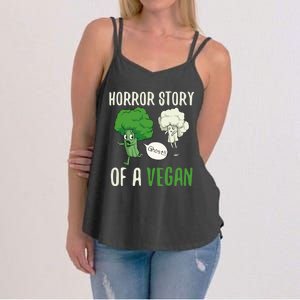 Broccoli Cauliflower Ghost Horror Story Of A Vegan Halloween Cool Gift Women's Strappy Tank