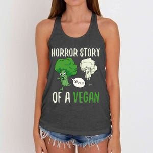 Broccoli Cauliflower Ghost Horror Story Of A Vegan Halloween Cool Gift Women's Knotted Racerback Tank