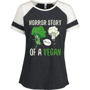 Broccoli Cauliflower Ghost Horror Story Of A Vegan Halloween Cool Gift Enza Ladies Jersey Colorblock Tee